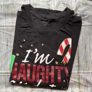 CHRISTMAS - Freeze Black Tee with Candy Cane and Festive Text